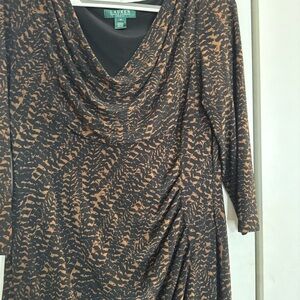 Ralph Lauren Black and Tan Patterned Dress